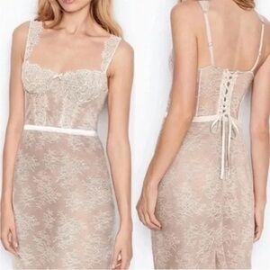 For Love And Lemons Backless Lace Dress in Cream
